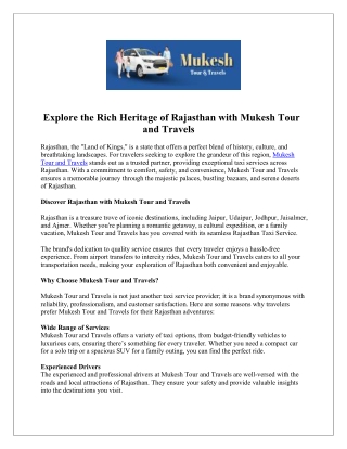 Book Bhilwara Taxi Service - Mukesh Tour and Travels