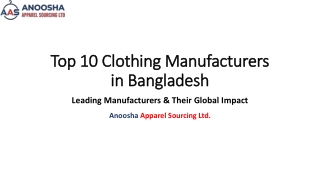 Top 10 Clothing Manufacturers in Bangladesh