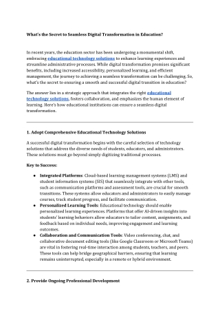 What’s the Secret to Seamless Digital Transformation in Education