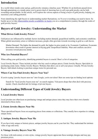 Buyers of Gold Jewelry: Maximizing Your Selling Potential