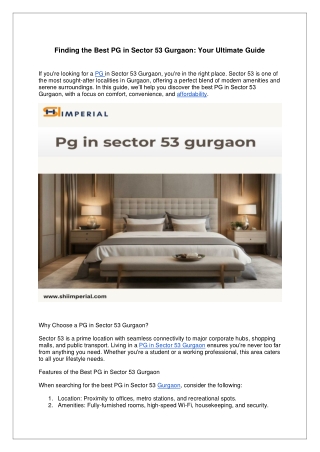 Finding the Best PG in Sector 53 Gurgaon