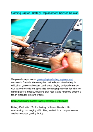 Gaming Laptop  Battery Replacement Service Salalah