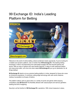 99 Exchange ID_ India’s Leading Platform for Betting (1)