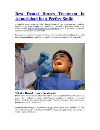Best Dental Braces Treatment in Ahmedabad for a Perfect Smile