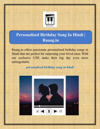 Personalised Birthday Song In Hindi | Raaag.in