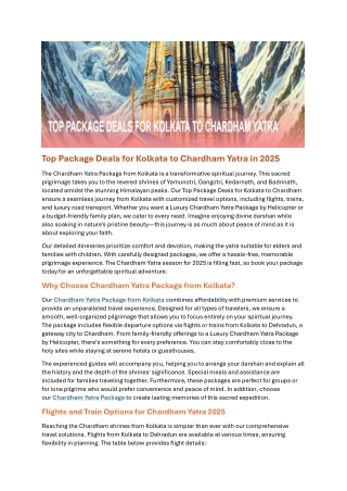 Top Package Deals for Kolkata to Chardham Yatra in 2025