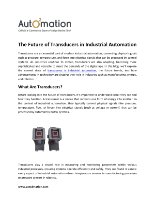 The Future of Transducers in Industrial Automation