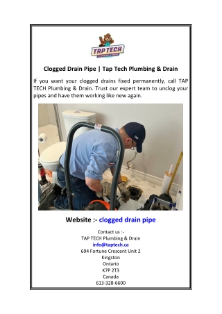 Clogged Drain Pipe  Tap Tech Plumbing & Drain