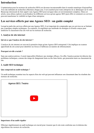 Les services offerts par une Agence SEO : un guide complet