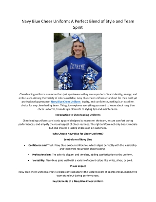 Navy Blue Cheer Uniform: A Perfect Blend of Style and Team Spirit