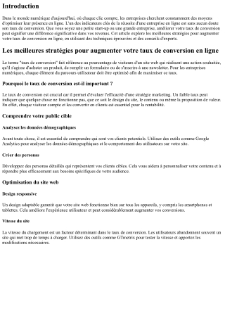 Les meilleures stratégies pour augmenter votre taux de conversion en ligne