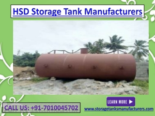 HSD Storage Tank Manufacturers in Bangalore