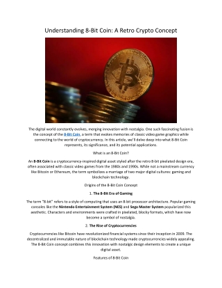 Understanding 8-Bit Coin: A Retro Crypto Concept