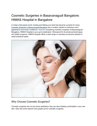 Cosmetic Surgeries in Basavanagudi _ HIMAS Hospital in Bangalore