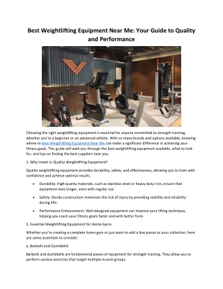 Best Weightlifting Equipment Near Me: Your Guide to Quality and Performance