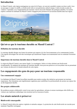 Le Récit des Gens du Pays : Leurs Engagements pour un Tourisme Durable dans le M