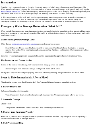 Emergency Water Damage Restoration: Quick Steps to Take After a Flood