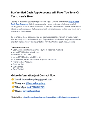 How to Buy Veriﬁed CashApp Accounts in The USA