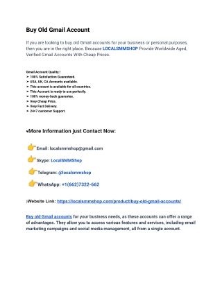 Buy Old Gmail Account