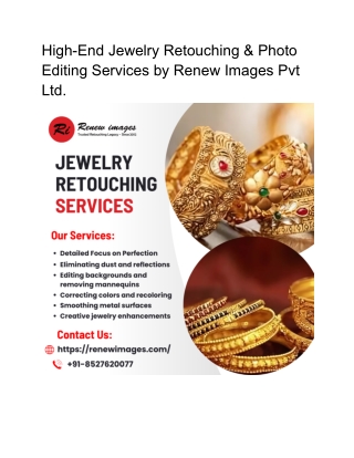 High-End Jewelry Retouching & Photo Editing Services by Renew Images Pvt Ltd.