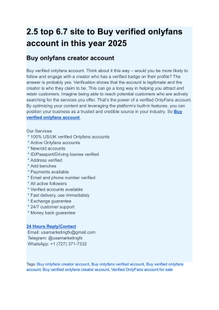 25 site to Buy verified onlyfans account in this new year 2025