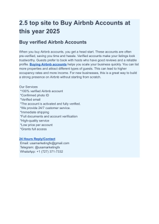 25 top to Buy Airbnb Accounts at this new year 2025