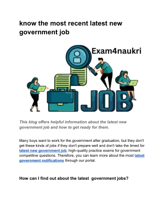 know the most recent latest new government job