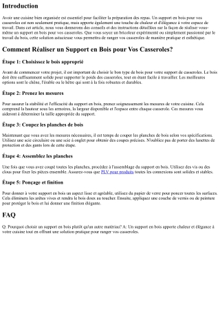 Comment Réaliser un Support en Bois pour Vos Casseroles?