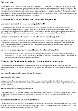 L'avenir des fabricants de palettes dans un monde numérique