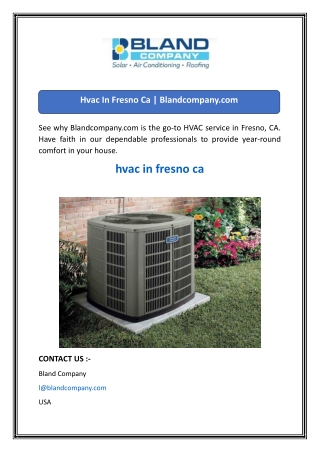 Hvac In Fresno Ca  Blandcompany