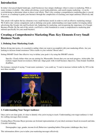 Creating a Comprehensive Marketing Plan: Key Elements Every Small Business Needs