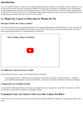 “Comment Créer un Univers Vins avec Des Caisses En Bois?”