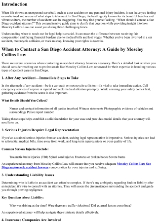 When to Contact a San Diego Accident Attorney: A Guide by Moseley Collins Law