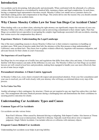 Why Choose Moseley Collins Law for Your San Diego Car Accident Claim?