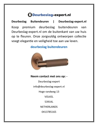 Deurbeslag Buitendeuren  Deurbeslag-expert.nl