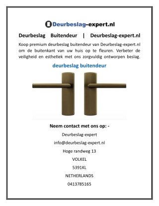 Deurbeslag Buitendeur  Deurbeslag-expert.nl