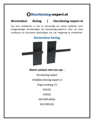 Binnendeur Beslag  Deurbeslag-expert.nl