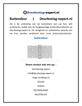 Buitendeur  Deurbeslag-expert.nl
