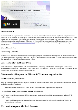 De qué manera medir el impacto de Microsoft Viva en tu organización