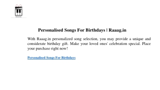 Personalised Songs For Birthdays | Raaag.in