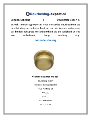 Buitendeurbeslag  Deurbeslag-expert.nl