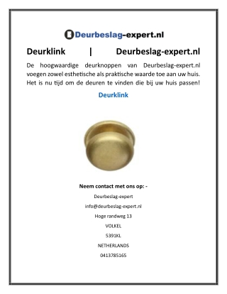 Deurklink  Deurbeslag-expert.nl