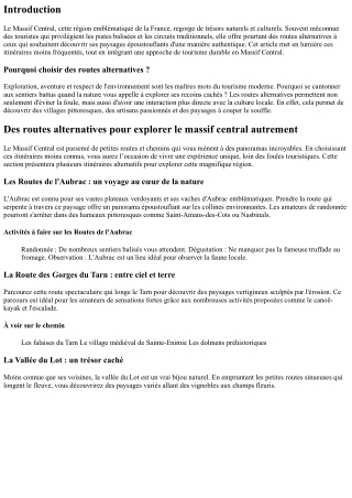 **Des routes alternatives pour explorer le massif central autrement**