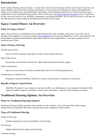 Epoxy Coated Floors vs Traditional Flooring Options: A Comparison