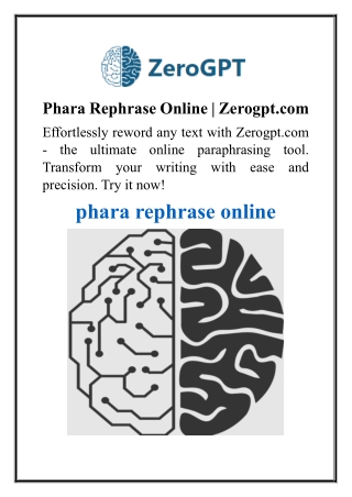 Phara Rephrase Online Zerogpt