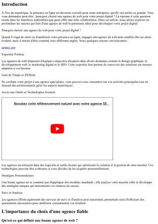 Pourquoi choisir une agence de web pour votre projet digital ?