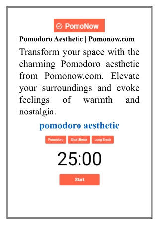 Pomodoro Aesthetic Pomonow