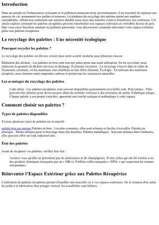 “Réinventer l’Espace Extérieur grâce aux Palettes Récupérées”