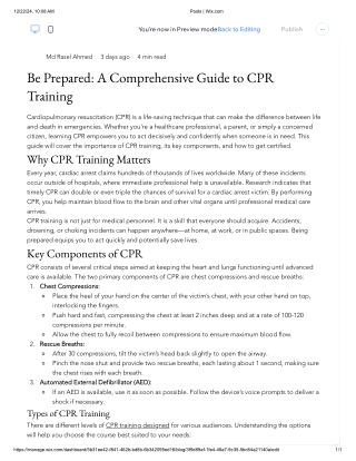 Be Prepared: A Comprehensive Guide to CPR Training