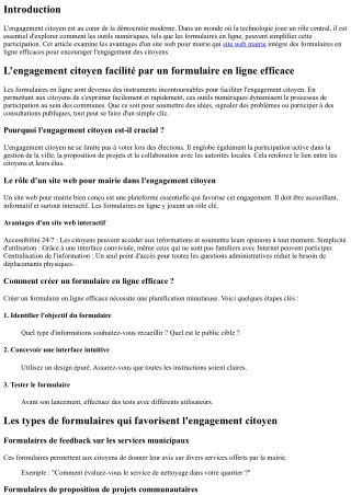 “L’engagement citoyen facilité par un formulaire en ligne efficace”